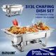 Bain Marie Bow Chafing Dishes Stainless Steel Buffet Warmer Stackable Set 3 x 3L
