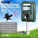 4x Ultrasonic Bird Animal Repellent Solar Powered Pest Repeller W/ LED Indicator