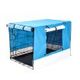 Wire Dog Cage Foldable Crate Kennel 36 inches with Tray + BLUE Cover Combo