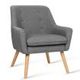 Fabric Dining Armchair with Wood Legs - Grey