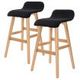 2X Oak Wood Bar Stool Dining Chair Fabric SOPHIA 65cm BLACK