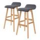 2X Oak Wood Bar Stool Dining Chair Fabric SOPHIA 74cm GREY