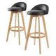 2X Oak Wood Bar Stool Dining Chair Leather LEILA 72cm BLACK
