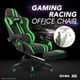 PU Office Chair Ergonomic Gaming Racing Computer Chair Sport Race w/Footrest - Green & Black