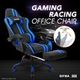 PU Office Chair Ergonomic Gaming Racing Computer Sport Race Chair w/Footrest - Blue & Black