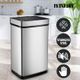 60L Motion Sensor Bin Automatic Touchless Stainless Steel Kitchen Waste Rubbish Trash Can - Silver