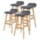 4X Oak Wood Bar Stool Dining Chair Fabric SOPHIA 74cm GREY