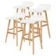 4X Oak Wood Bar Stool Dining Chair Leather SOPHIA 74cm WHITE