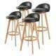 4X Oak Wood Bar Stool Dining Chair Leather LEILA 72cm BLACK