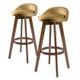 2X Oak Wood Bar Stool Dining Chair Leather LEILA 72cm COFFEE BROWN