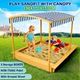 Extra Large Kids Sandbox Wooden Sandpit Outdoor Children Play Set Toy w/Canopy