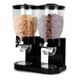 Double Cereal Dispenser Dry Food Storage Container - Black