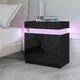 Modern Bedside Table 2 Drawers Side Nightstand Cabinet High Gloss Bedroom Furniture - Black