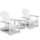 3 Piece Outdoor Adirondack Chair and Table Set - White