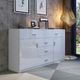 Buffet Table Sideboard Cabinet High Gloss Storage Cupboard w/2 Doors & 5 Drawers - White