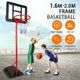 1.6m-2m Kids Portable Basketball Hoop Stand System w/Adjustable Height Net Ring Ball
