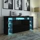 Sideboard Buffet Table Storage Cabinet High Gloss Front Cupboard w/2 Doors and 4 Drawers Black