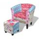 Armchair with Foot Stool Patchwork Design