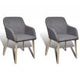 Dining Chairs 2 pcs Dark Grey Fabric and Solid Oak Wood