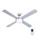 Devanti 52 inch Ceiling Fan w/Light w/Remote Timer - Silver