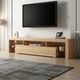 200cm TV Stand Cabinet 2 Drawers Entertainment Unit Wood Storage Shelf - Oak