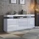 200cm Sideboard Buffet Cabinet High Gloss Front Storage Cupboard 2 Doors 3 Drawers White