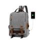 Canvas Backpack with USB charging Port College Travel bag Col. Grey
