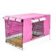 Wire Dog Cage Crate 42 inches with Tray + Cushion Mat + PINK Cover Combo