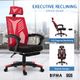 Executive High Back Office Chair Computer Mesh Work Chair w/Retractable Footrest Red
