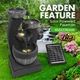 4-Tier Solar Water Fountain Garden Features Outdoor Bird Bath With Led Light Grey