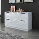 Modern Wooden Chest of Drawers Bedroom 6 Drawers Storage High Gloss Front White