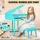 Melodic 30 Keys Classic Kids Piano Wooden Baby Grand Piano with Bench Green