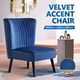 Retro Velvet Side Accent Chair Dining Lounge Chair Single Sofa Seat - Blue
