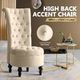 Luxury High Back Velvet Accent Chair Retro Lounge Chair Sofa Couch - Cream