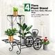 4 Tier Metal Plant Stand Flower Plant Pot Stand Shelf Black