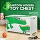 Kidbot Kids Toy Box Wooden Storage Chest 80x40x44.5cm Crocodile Pattern Green