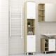 Bathroom Cabinet White and Sonoma Oak 30x30x179 cm Chipboard