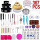 367PCS Baking Set with Springform Cake Pans Set Rotating Turntable,Cake Decorating Kits, Muffin Cup Mold