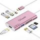 7 in 1 USB C Hub Type C to HDMI 4k Adapter Compatible with MacBook Pro(Thunderbolt 3),Ipad Pro,Chromebook,Xps 13/15 Pink
