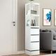 360-Degree Swivel Bookcase Cabinet Shelves Full length Mirror Storage Drawer White