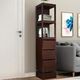 360-Degree Swivel Bookcase Cabinet Shelves Full length Mirror Storage Drawer Brown