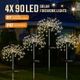 4x Solar Firework String Lights Garden Feature LED Light Sensor Night Lamp Warm White