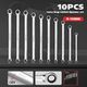 10 PCS Extra Long Double Ring Cr-V Ratchet Spanner Set 72 Tooth Wrench Tool