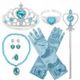 Princess Dress Up Party Accessories for Princess Costume Gloves Tiara Wand Necklace Earrings Bracelet and Ring Gift Set 9pcs