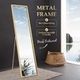 Mirror Floor Standing Mirror Multi-purpose Full Length w/ Rectangle Metal Frame 36cm x 2cm x 142cm Gold