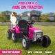 Kids Farm Tractor Electric Ride On Toys 2.4G R/C Remote Control Cars w/ Trailer Neon Pink