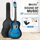 Melodic 38 Inch Round Acoustic Guitar Pack Classical Cutaway Blue