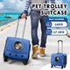 Petscene Rolling Portable Dog Cat Travel Carrier Bag Case Suitcase Blue 40x37x25CM