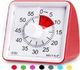 60-Minute Visual Timer, Classroom Countdown Clock, Silent Timer for Kids and Adults, Time Management Tool for Teaching (Red)