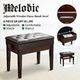 Melodic Adjustable Piano Keyboard Stool Chair Seat Stage Bench with Padded Cushion and Storage Compartment Walnut